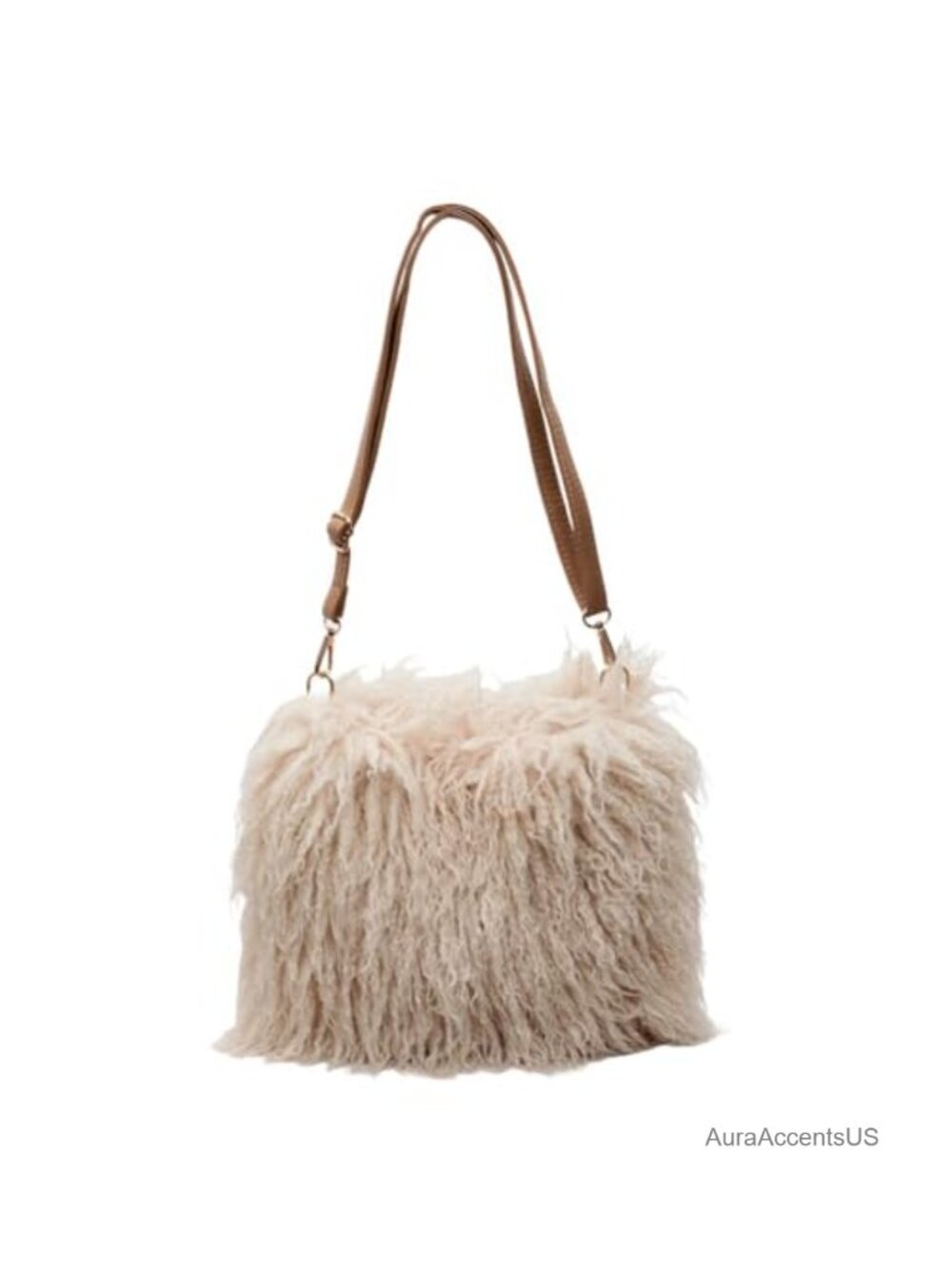 Faux Mongolian Fur Crossbody Shoulder Bag Purse for Women